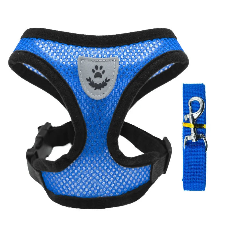 Breathable Mesh Dog & Cat Harness Set: Explosion-Proof Chest Strap & Leash