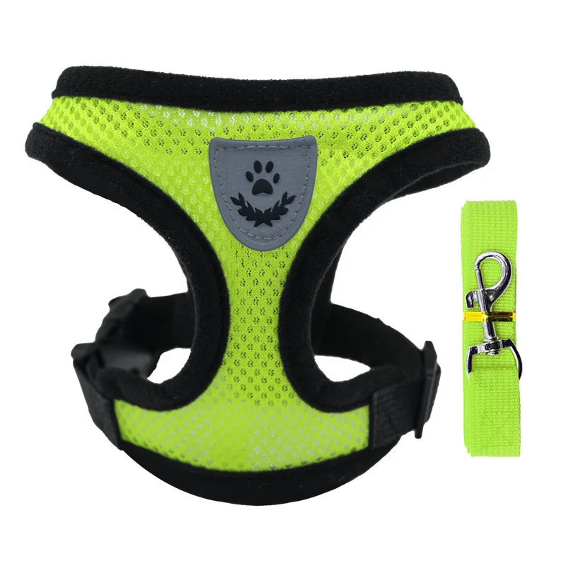 Breathable Mesh Dog & Cat Harness Set: Explosion-Proof Chest Strap & Leash