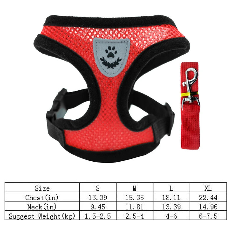 Breathable Mesh Dog & Cat Harness Set: Explosion-Proof Chest Strap & Leash