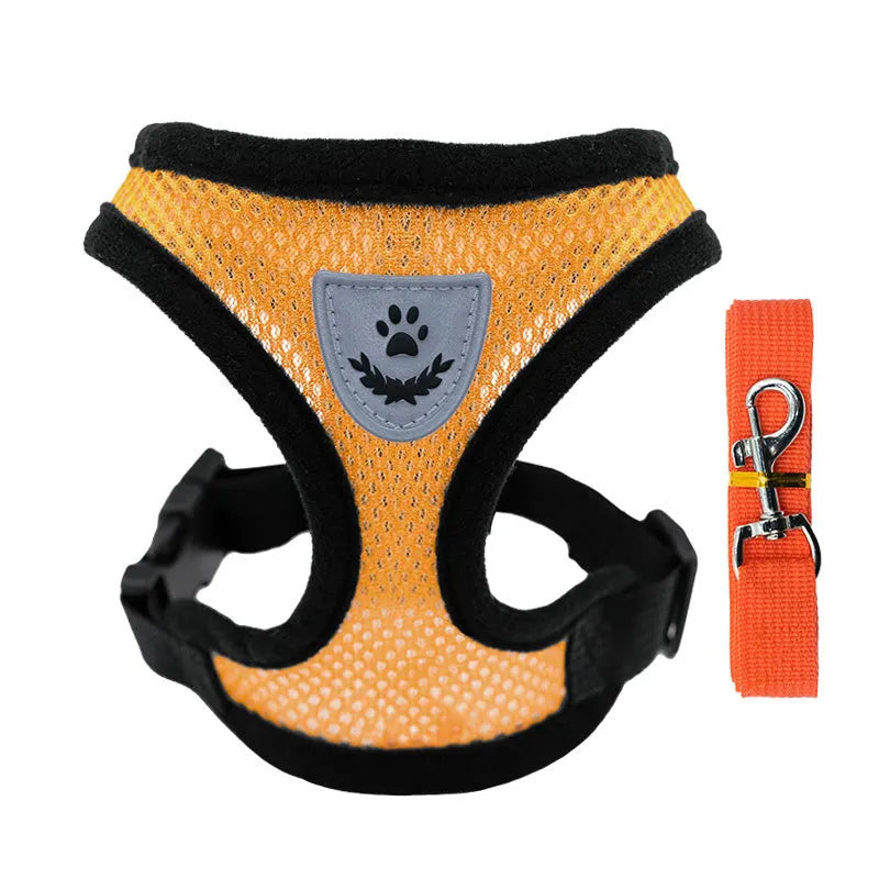 Breathable Mesh Dog & Cat Harness Set: Explosion-Proof Chest Strap & Leash