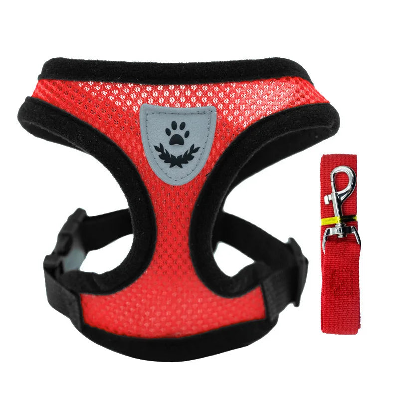 Breathable Mesh Dog & Cat Harness Set: Explosion-Proof Chest Strap & Leash